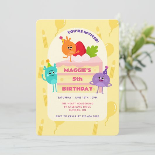 Hummel Zahlen Geburtstagskuchen Einladung (Stehend Vorderseite)