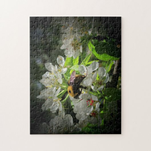 Hummelbiene auf Birnbaum-Blume Puzzle (Vertikal)