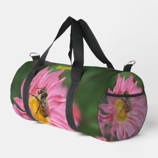 Hummelbiene auf Daisy-Blume Personalisiert Duffle Bag (Rechte Ecke)