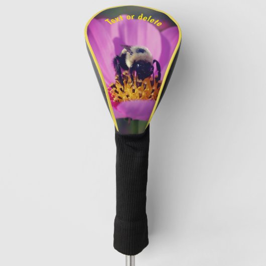 Hummelbiene auf Kosmos-Blume Personalisiert Golf Headcover (Vorderseite)