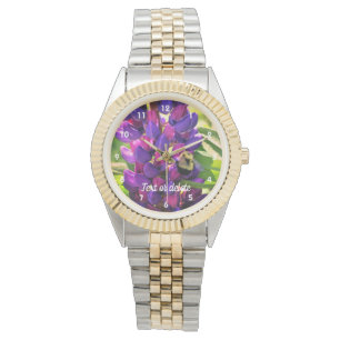 Hummelbiene auf Wild-Lupine-Blume Personalisiert Armbanduhr