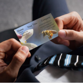 Hummelbiene, die alle von Pollen bedeckt sind Visitenkarte