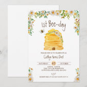 Hummelbiene zum Geburtstag, 1. Bienentag Einladung (Vorne/Hinten)