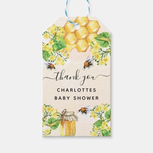 Hummelbienen Baby Dusche Blumenhonig vielen Dank Geschenkanhänger (Vorderseite)
