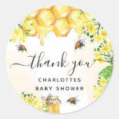Hummelbienen Baby Dusche Blumenhonig vielen Dank Runder Aufkleber (Vorderseite)