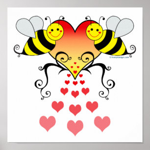 Hummelbienen Herz-Liebe Poster