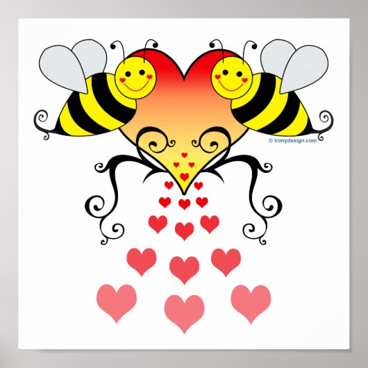 Hummelbienen Herz-Liebe Poster (Vorne)