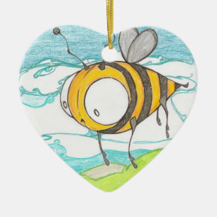 Hummelbienen-Herzverzierung Keramik Ornament