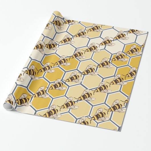 Hummelbienen Honeycomb Geschenkpapier (Ungerollt)