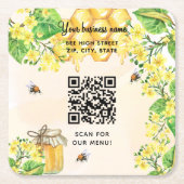 Hummelbienen Honig Gelbblüten Business qr Code Rechteckiger Pappuntersetzer (Vorderseite)