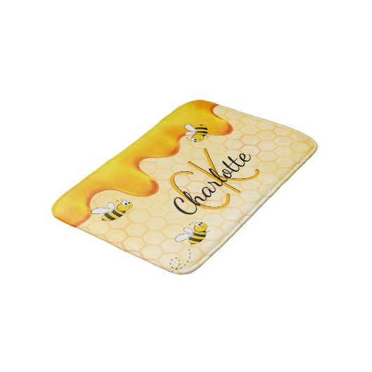 Hummelbienen, Honigwabenhonig, das ein Monogramm t Badematte (Schrägansicht)