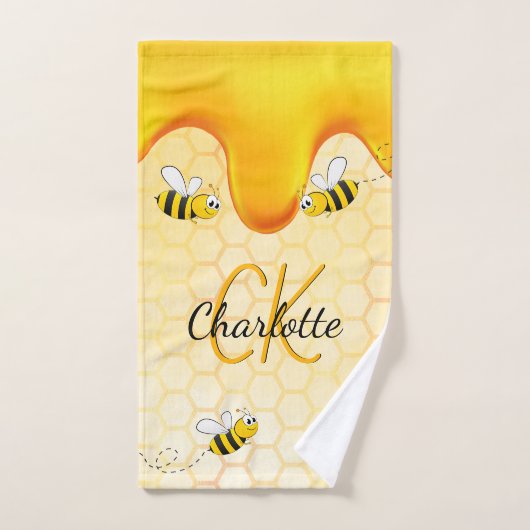 Hummelbienen, Honigwabenhonig, das ein Monogramm t Badhandtuch Set (Handtuch)