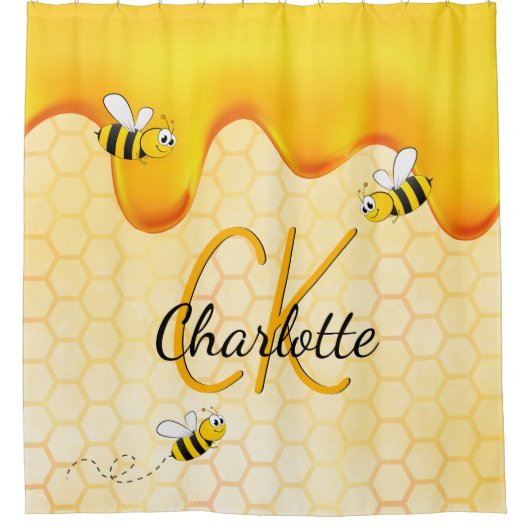 Hummelbienen, Honigwabenhonig, das ein Monogramm t Duschvorhang (Vorderseite)