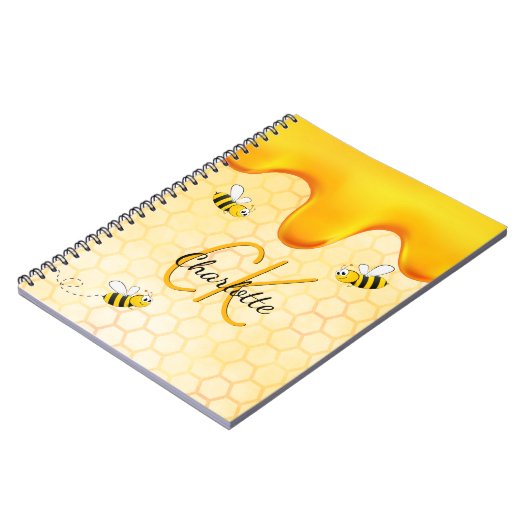 Hummelbienen, Honigwabenhonig, das ein Monogramm t Notizblock (Linke Seite)