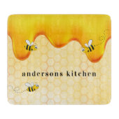 Hummelbienen, Honigwabenhonig, das ein Monogramm t Schneidebrett (Vorderseite)