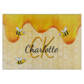 Hummelbienen, Honigwabenhonig, das ein Monogramm t Schneidebrett (Vorderseite)