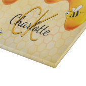 Hummelbienen, Honigwabenhonig, das ein Monogramm t Schneidebrett (Ecke)