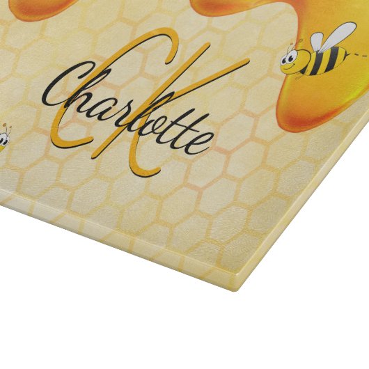 Hummelbienen, Honigwabenhonig, das ein Monogramm t Schneidebrett (Ecke)