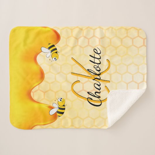 Hummelbienen, Honigwabenhonig, das ein Monogramm t Sherpadecke (Vorderseite (Horizontal))