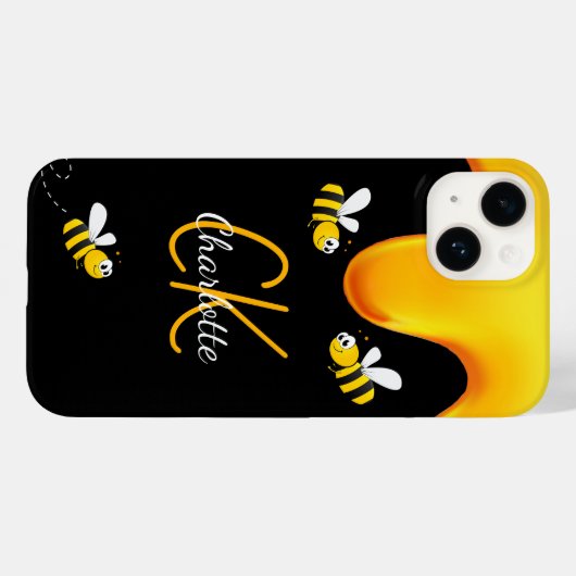 Hummelbienen, schwarzer Honig, tropfend Monogramm Case-Mate iPhone Hülle (Rückseite (Horizontal))