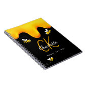 Hummelbienen, schwarzer Honig, tropfend, Monogramm Notizblock (Rechte Seite)