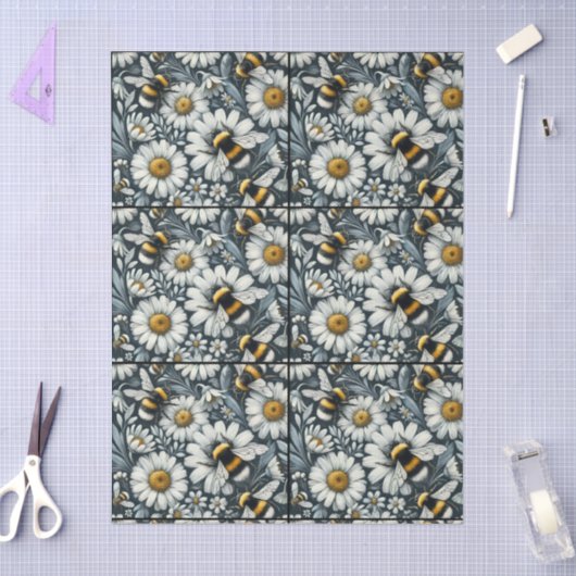 Hummelbienen und Milchblütendekoupage Seidenpapier (Basteln)