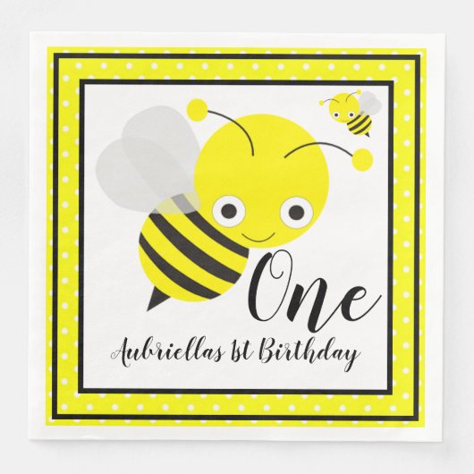 Hummelbienen zum ersten Geburtstag Serviette (Vorderseite)