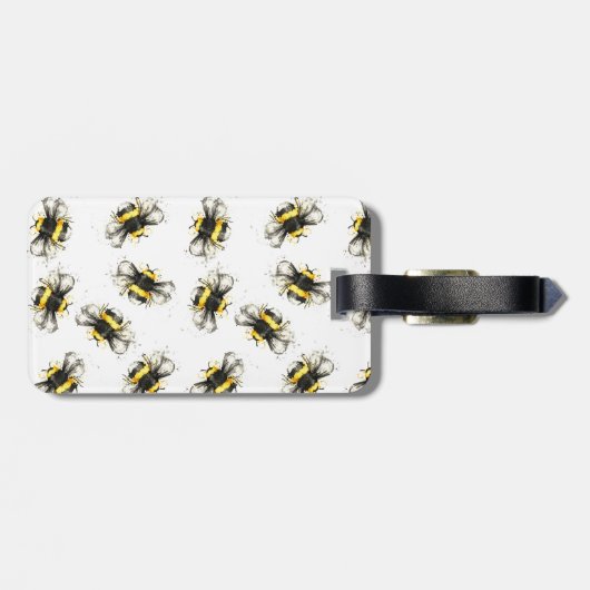 Hummelbienendruck - natürlicher Druck Gepäckanhänger (Rückseite horizontal)
