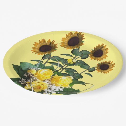 Hummelblume Gelbe Rosen Teller (Schrägansicht)