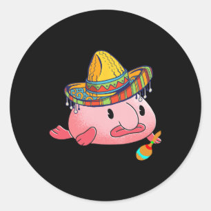 Hummelfisch Ugly Fish Deep Sea Funny Sombrero Kost Runder Aufkleber