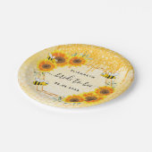 Hummelgold Glitzer Sonnenblumen Brautparty Pappteller (Schrägansicht)