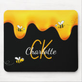 Hummelhonig tropfend schwarzes Monogramm Mousepad (Vorne)