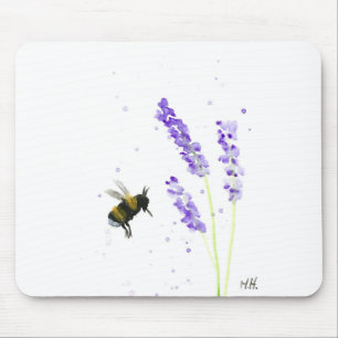 Hummelinsekt Bee Lavender Aquarellblume Mousepad