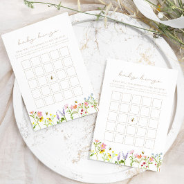 Hummelkarte Wildblume Baby Bingo Shower Game Card Mitteilungskarte