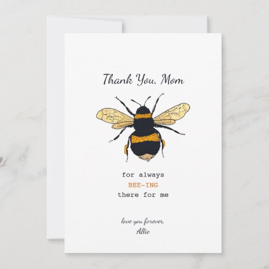 Hummelkarte zum Muttertag Karte (Vorderseite)