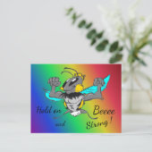 Hummelkruste. Text 'Halten auf Regenbogen Postkart Postkarte (Stehend Vorderseite)