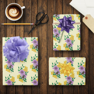 Hummellavender-Blume Gelb Geschenkpapier Set