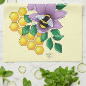 Hummellavender-Blume Gelb Geschirrtuch (Gefaltet)