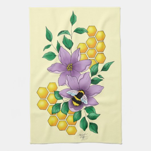 Hummellavender-Blume Gelb Geschirrtuch (Vertikal)