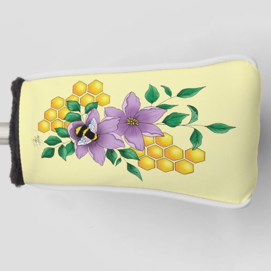 Hummellavender-Blume Gelb Golf Headcover (Vorderseite)
