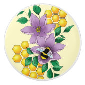 Hummellavender-Blume Gelb Keramikknauf (Vorderseite)