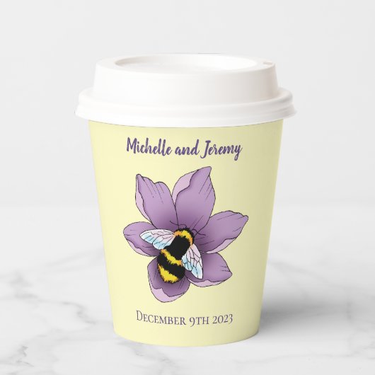Hummellavender-Blume Gelb Pappbecher (Vorderseite)