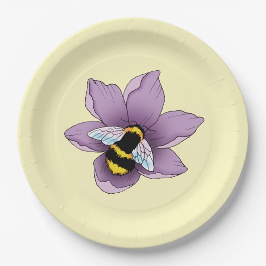 Hummellavender-Blume Gelb Pappteller (Vorderseite)