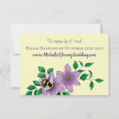 Hummellavender-Blume Gelb RSVP Karte (Rückseite)