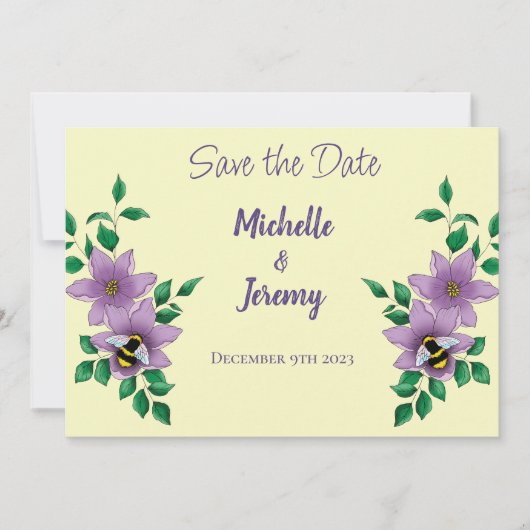 Hummellavender-Blume Gelb Save The Date (Vorderseite)