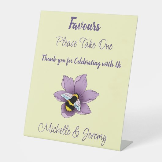 Hummellavender-Blume Gelb Sockelschild (Vorderseite)