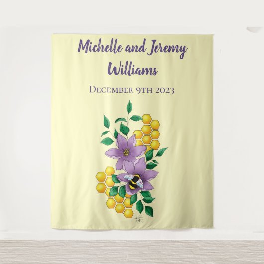 Hummellavender-Blume Gelb Wandteppich (Vorderseite)