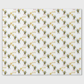 Hummelmuster auf Weiß Geschenkpapier (Flach)