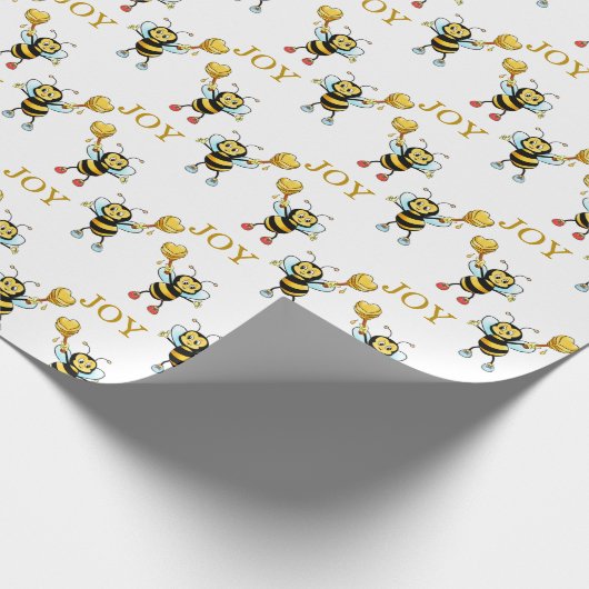 Hummelmuster auf Weiß Geschenkpapier (Ecke)