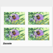 Hummeln am Lila Daisy Rechteckiger Aufkleber (Blatt)